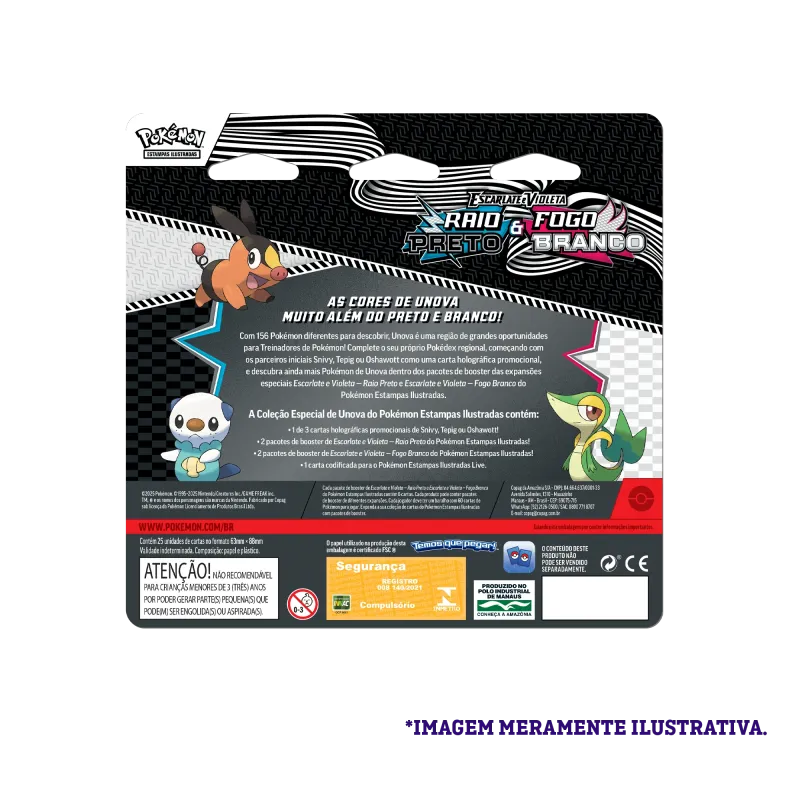 Pokémon - Escarlate e Violeta 10.5 - Fogo Branco e Raio Preto - Blister com 4 booster + Snivy Pokémon - Escarlate e Violeta 10.5 - Fogo Branco e Raio Preto - Blister com 4 booster + Snivy
