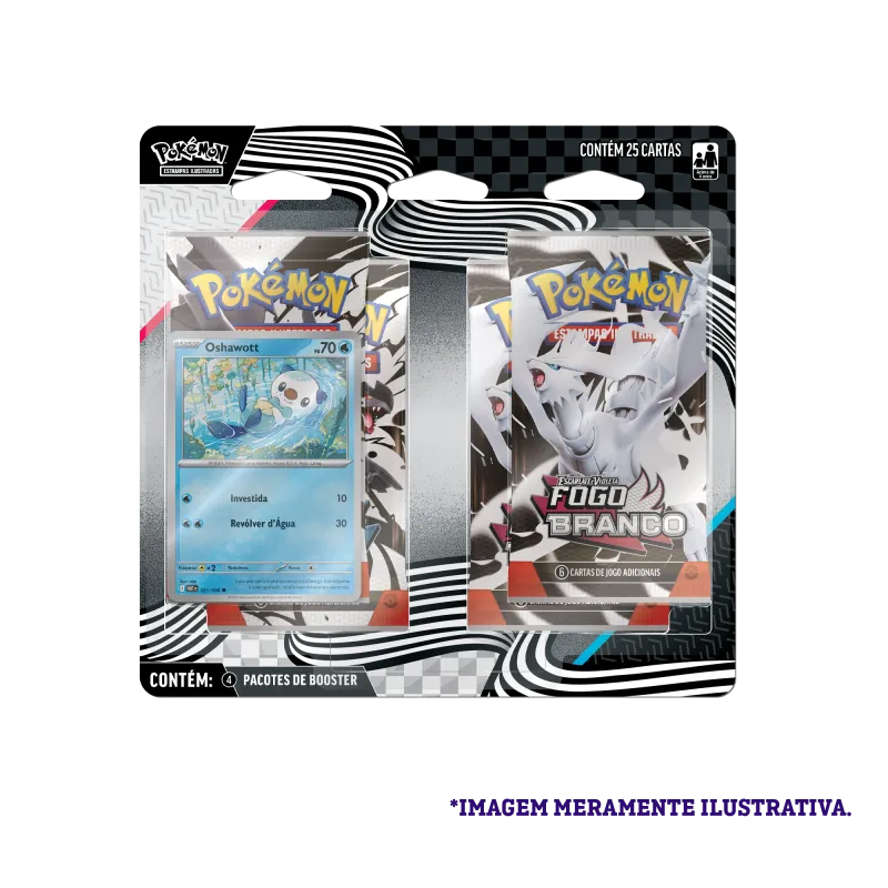 Pokémon - Escarlate e Violeta 10.5 - Fogo Branco e Raio Preto - Blister com 4 booster + Oshawott