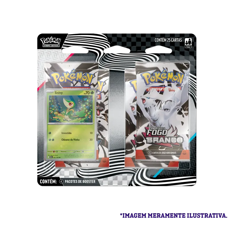 Pokémon - Escarlate e Violeta 10.5 - Fogo Branco e Raio Preto - Blister com 4 booster + Snivy Pokémon - Escarlate e Violeta 10.5 - Fogo Branco e Raio Preto - Blister com 4 booster + Snivy
