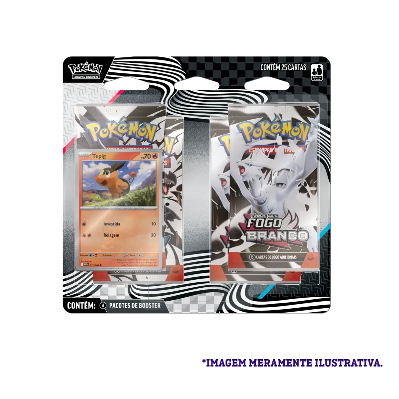 Pokémon - Escarlate e Violeta 10.5 - Fogo Branco e Raio Preto - Blister com 4 booster + Tepig Pokémon - Escarlate e Violeta 10.5 - Fogo Branco e Raio Preto - Blister com 4 booster + Tepig
