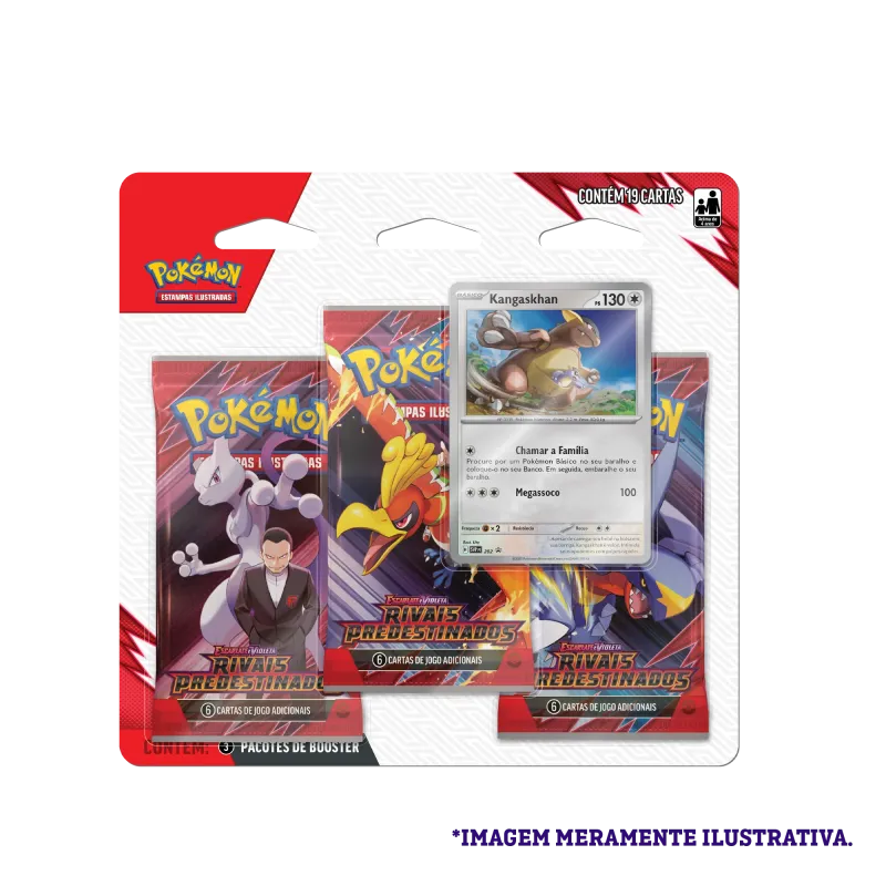 Pokémon - Escarlate e Violeta 10 - Rivais Predestinados - Blister com 3 booster + Kangaskhan Pokémon - Escarlate e Violeta 10 - Rivais Predestinados - Blister com 3 booster + Kangaskhan