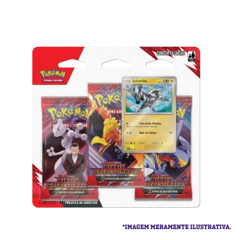Pokémon - Escarlate e Violeta 10 - Rivais Predestinados - Blister com 3 booster + Zebstrika