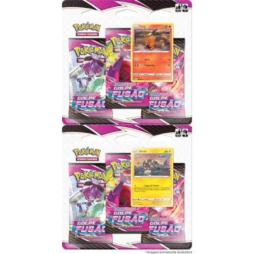 Pokémon - Espada e Escudo 8 - Golpe Fusão - Kit de 2 Blisters com 3 boosters (Blitzle + Tepig)