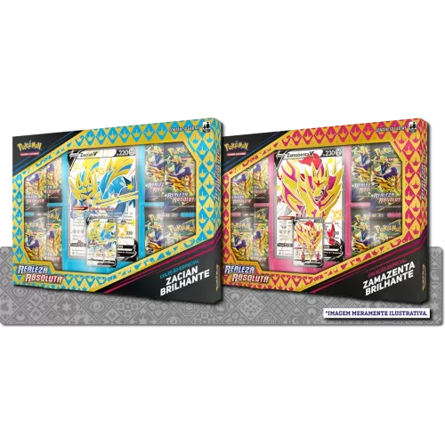 Pokémon - Realeza Absoluta - Kit 2 Box Coleção Especial Zacian e Zamazenta Brilhante