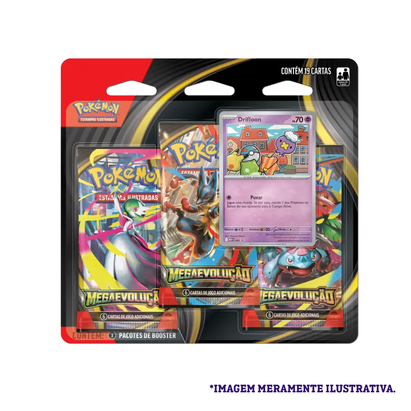 Pokémon - Mega Evolução 01 - Blister com 3 booster + Drifloon