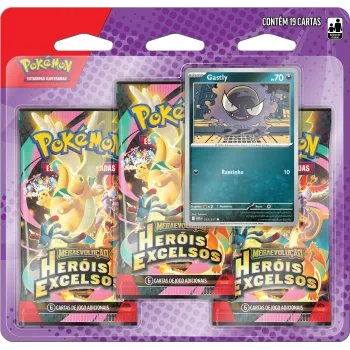 Pokémon - Mega Evolução 02.5 - Heróis Excelsos - Blister com 3 booster + Gastly