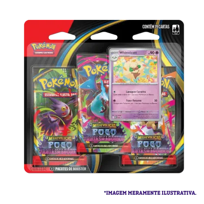 Pokémon - Mega Evolução 02 - Fogo Fantasmagórico - Blister com 3 booster + Whimsicott Pokémon - Mega Evolução 02 - Fogo Fantasmagórico - Blister com 3 booster + Whimsicott