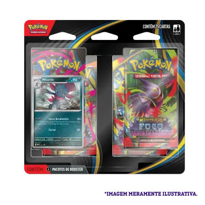 Pokémon - Mega Evolução 02 - Fogo Fantasmagórico - Blister com 4 booster + Weavile Pokémon - Mega Evolução 02 - Fogo Fantasmagórico - Blister com 4 booster + Weavile