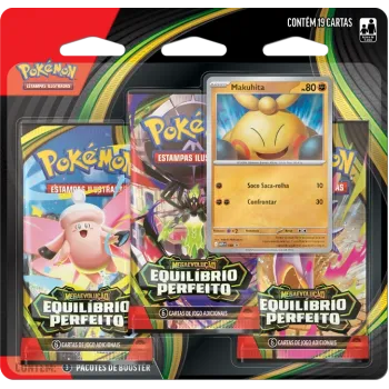 Pokémon - Mega Evolução 03 - Equilíbrio Perfeito - Blister com 3 booster + Makuhita