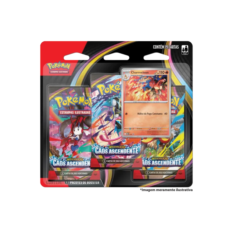Pokémon - Mega Evolução 04 - Caos Ascendente - Blister com 3 booster + Charmeleon (Entrega a partir de 18/05/2026)