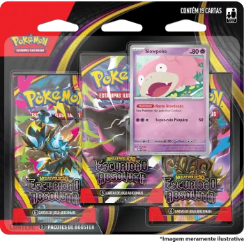 Pokémon - Mega Evolução 05 - Escuridão Absoluta - Blister com 3 booster + Slowpoke