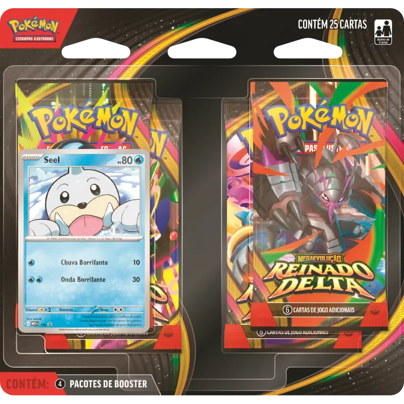 Pokémon - Mega Evolução 06 - Reinado Delta - Blister com 4 boosters + Seel (Envio previsto para 06/11/26) Pokémon - Mega Evolução 06 - Reinado Delta - Blister com 4 boosters + Seel (Envio previsto para 06/11/26)