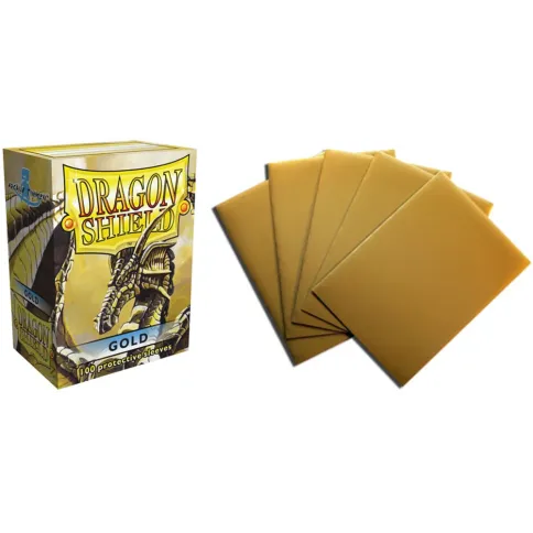 Protetor de Cartas 66mm x 91mm (Padrão) Dourado c/ 100 - Dragon Shield