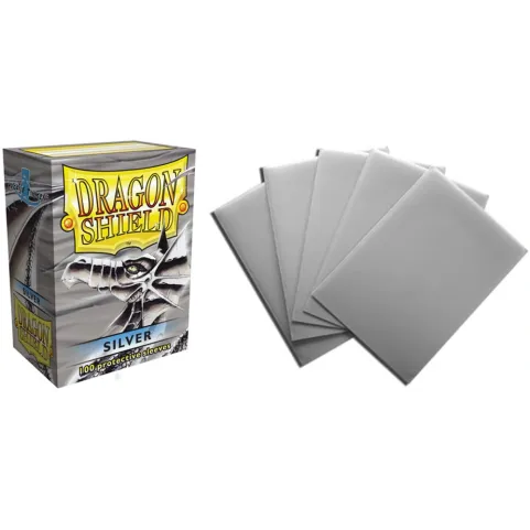 Protetor de Cartas 66mm x 91mm (Padrão) Prata c/ 100 - Dragon Shield