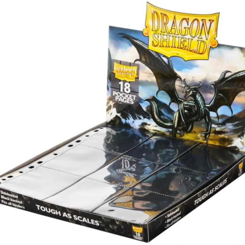 Folha para Fichário 18 Bolsos 11 Furos Alimentação Lateral Preto (Caixa com 50) - Dragon Shield Folha para Fichário 18 Bolsos 11 Furos Alimentação Lateral Preto (Caixa com 50) - Dragon Shield