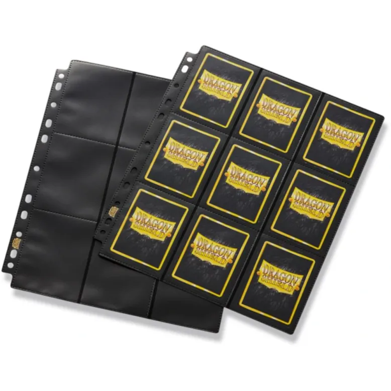 Folha para Fichário 18 Bolsos 11 Furos Alimentação Lateral Preto (Caixa com 50) - Dragon Shield