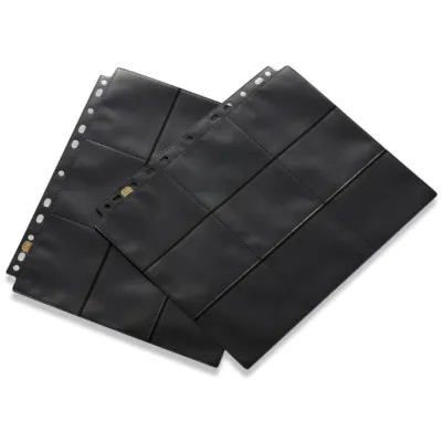 Folha para Fichário 18 Bolsos 11 Furos Alimentação Lateral Preto (Caixa com 50) - Dragon Shield