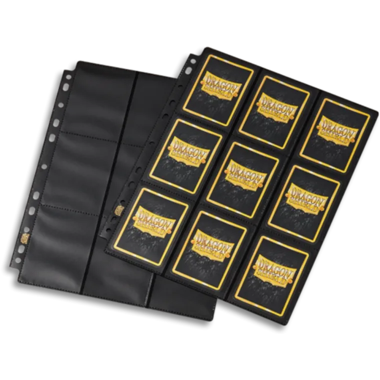 Folha para Fichário 18 Bolsos 11 Furos Alimentação Lateral Preto Anti-Reflexo (Caixa com 50) - Dragon Shield