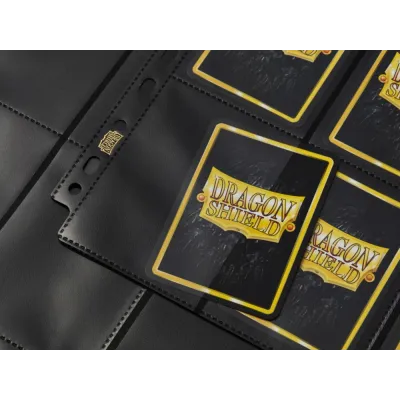 Folha para Fichário 18 Bolsos 11 Furos Alimentação Lateral Preto Anti-Reflexo (Caixa com 50) - Dragon Shield