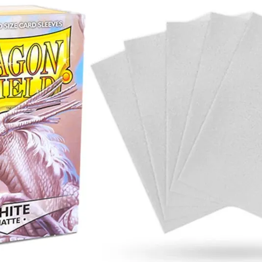 Protetor de Cartas 66mm x 91mm (Padrão) Matte Branco c/ 100 - Dragon Shield