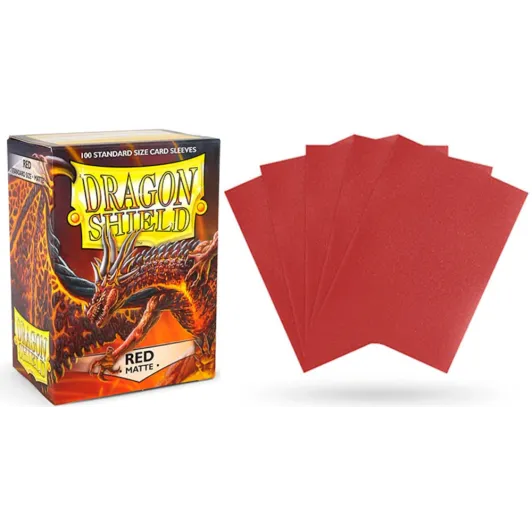 Protetor de Cartas 66mm x 91mm (Padrão) Matte Vermelho c/ 100 - Dragon Shield