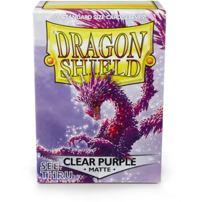 Protetor de Cartas 66mm x 91mm (Padrão) Matte Roxo Transparente c/ 100 - Dragon Shield