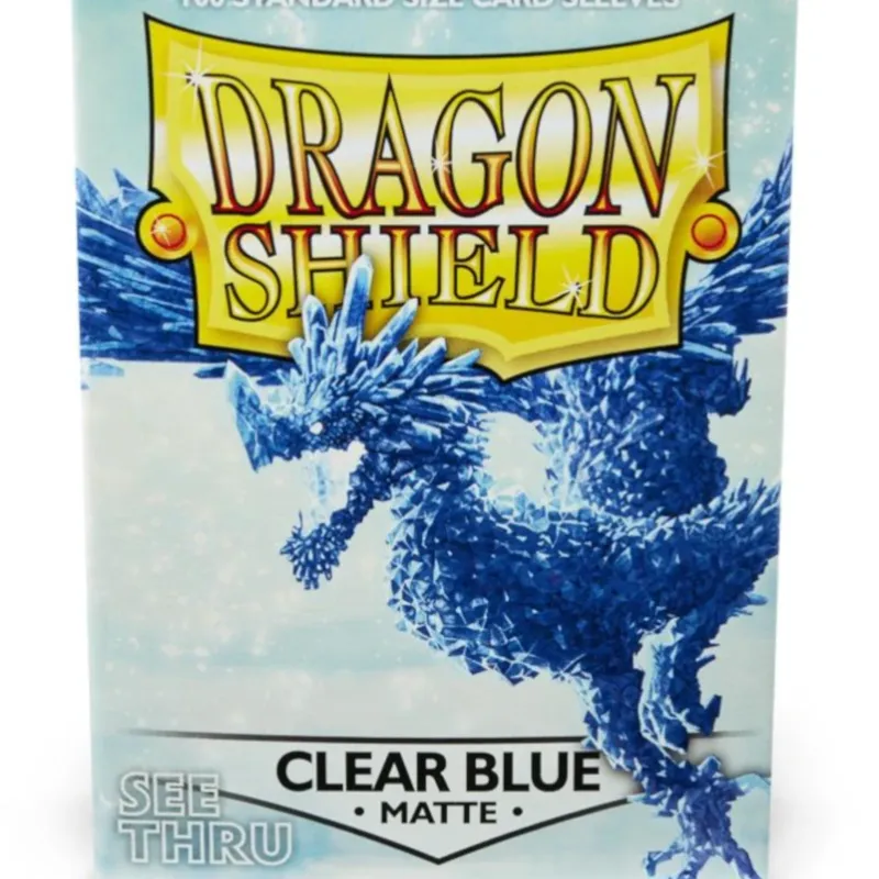 Protetor de Cartas 66mm x 91mm (Padrão) Matte Azul Transparente c/ 100 - Dragon Shield