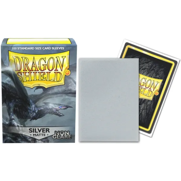 Protetor de Cartas 66mm x 91mm (Padrão) Matte Prata Anti-Reflexo c/ 100 - Dragon Shield