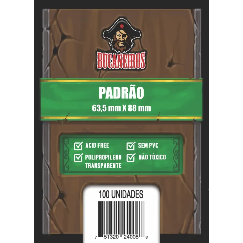 Protetor de Cartas 63,5mm x 88mm (Padrão) c/ 100 - Bucaneiros Protetor de Cartas 63,5mm x 88mm (Padrão) c/ 100 - Bucaneiros