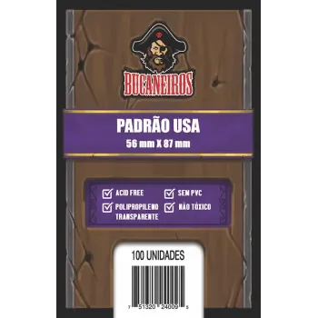 Protetor de Cartas 56mm x 87mm (Padrão USA) c/ 100 - Bucaneiros