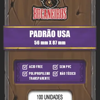 Protetor de Cartas 56mm x 87mm (Padrão USA) c/ 100 - Bucaneiros Protetor de Cartas 56mm x 87mm (Padrão USA) c/ 100 - Bucaneiros