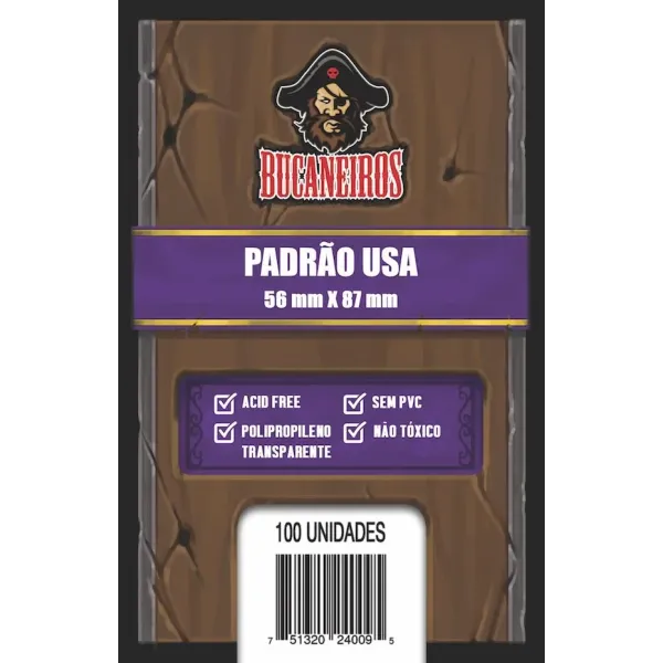 Protetor de Cartas 56mm x 87mm (Padrão USA) c/ 100 - Bucaneiros