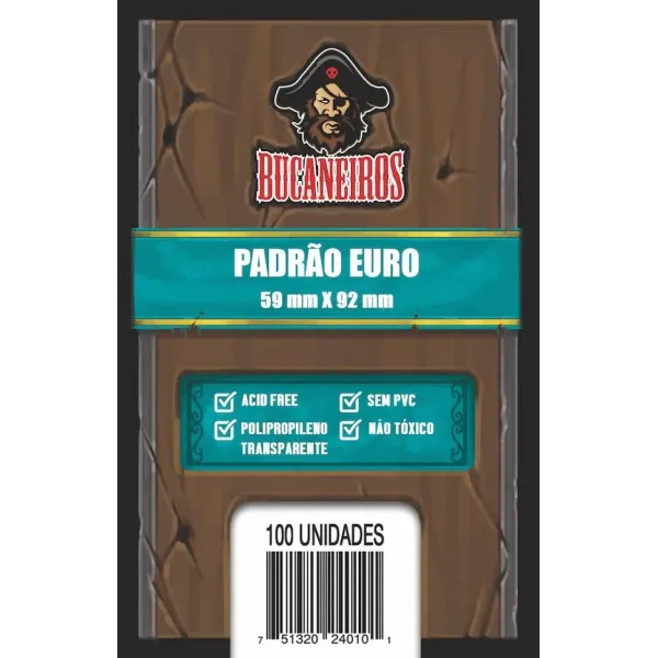 Protetor de Cartas 59mm x 92mm (Padrão Euro) c/ 100 - Bucaneiros