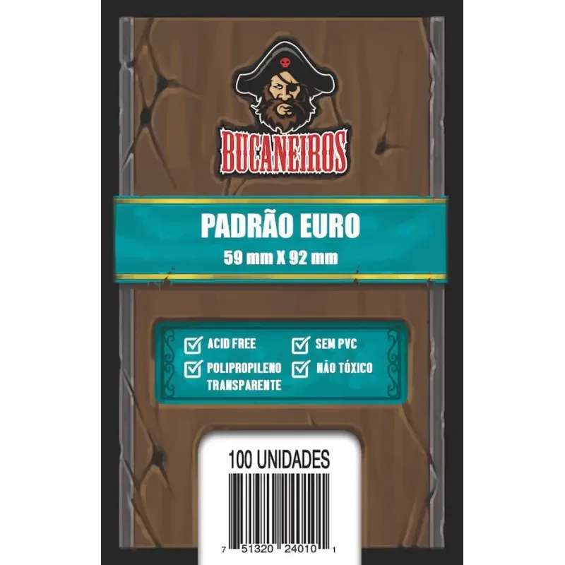 Protetor de Cartas 59mm x 92mm (Padrão Euro) c/ 100 - Bucaneiros Protetor de Cartas 59mm x 92mm (Padrão Euro) c/ 100 - Bucaneiros