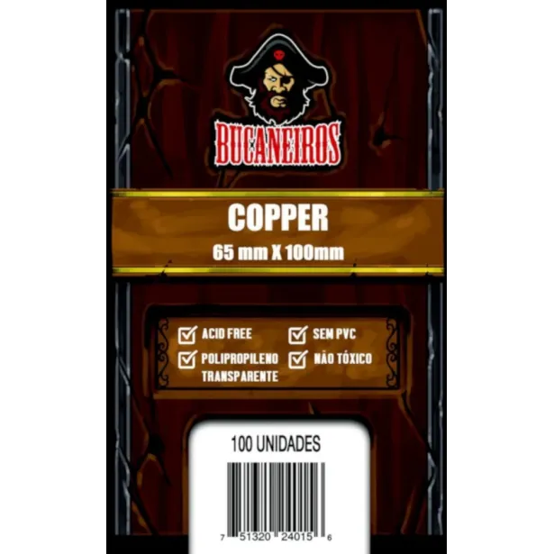 Protetor de Cartas 65mm x 100mm (Cooper) c/ 100 - Bucaneiros Protetor de Cartas 65mm x 100mm (Cooper) c/ 100 - Bucaneiros