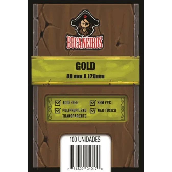 Protetor de Cartas 80mm x 120mm (Gold) c/ 100 - Bucaneiros