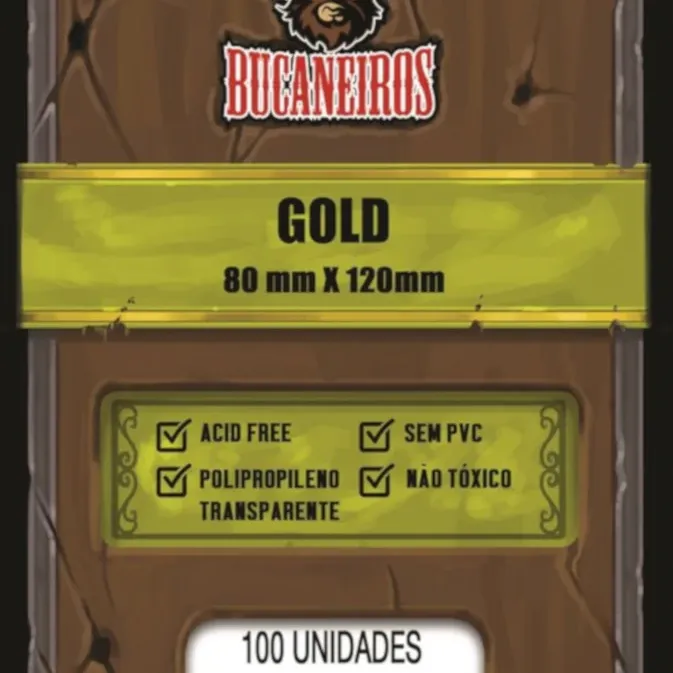 Protetor de Cartas 80mm x 120mm (Gold) c/ 100 - Bucaneiros Protetor de Cartas 80mm x 120mm (Gold) c/ 100 - Bucaneiros