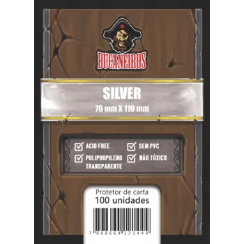 Protetor de Cartas 70mm x 110mm (Silver) c/ 100 Customizado - Bucaneiros