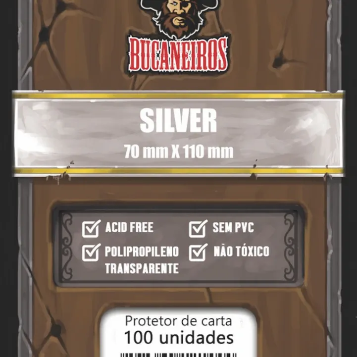 Protetor de Cartas 70mm x 110mm (Silver) c/ 100 Customizado - Bucaneiros Protetor de Cartas 70mm x 110mm (Silver) c/ 100 Customizado - Bucaneiros