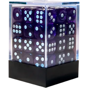 Kit 36 Dados D6 12mm Marmorizado Roxo c/ Pontos Brancos - Central