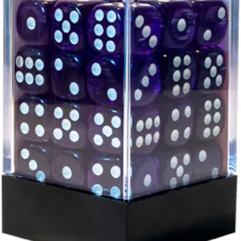 Kit 36 Dados D6 12mm Marmorizado Roxo c/ Pontos Brancos - Central