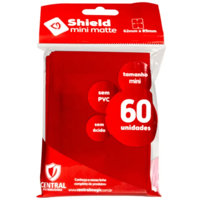 Protetor de Cartas 62mm x 89mm (Small) Vermelho c/ 60 - Central