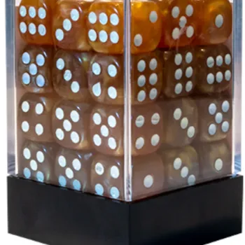 Kit 36 Dados D6 12mm Marmorizado Amarelo c/ Pontos Brancos - Central