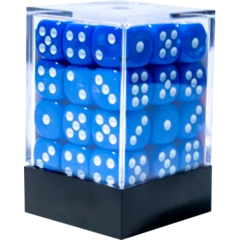 Kit 36 Dados D6 12mm Opaco Azul c/ Pontos Brancos - Central