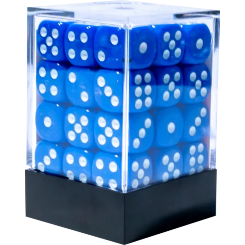 Kit 36 Dados D6 12mm Opaco Azul c/ Pontos Brancos - Central