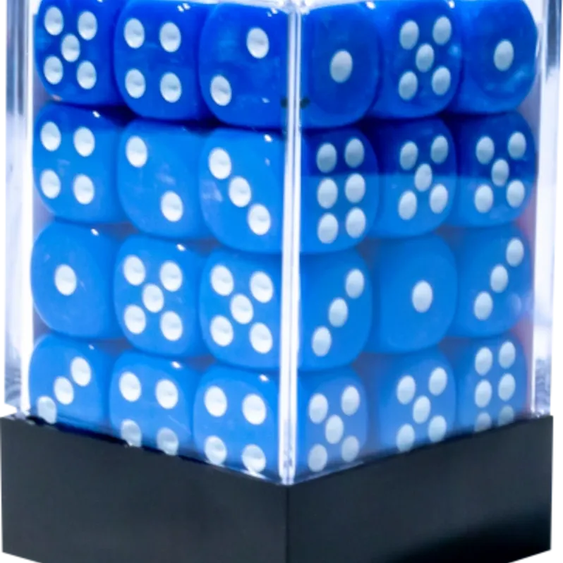 Kit 36 Dados D6 12mm Opaco Azul c/ Pontos Brancos - Central