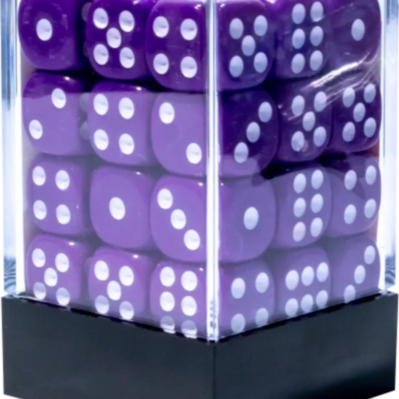 Kit 36 Dados D6 12mm Opaco Roxo c/ Pontos Brancos - Central
