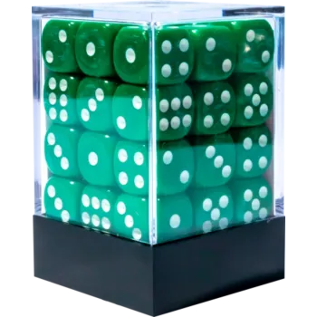 Kit 36 Dados D6 12mm Opaco Verde c/ Pontos Brancos - Central