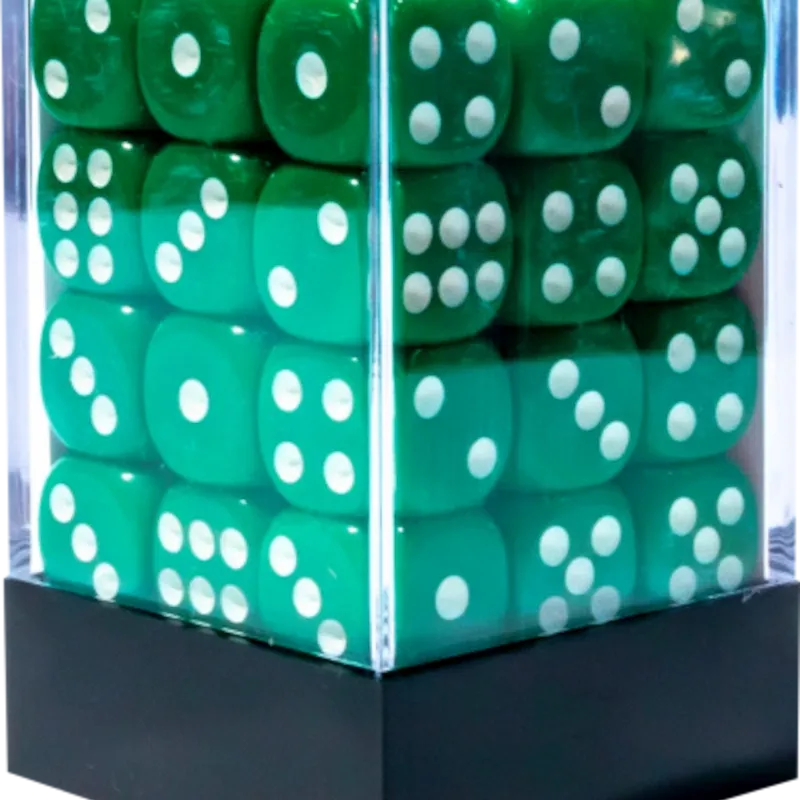 Kit 36 Dados D6 12mm Opaco Verde c/ Pontos Brancos - Central