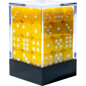 Kit 36 Dados D6 12mm Opaco Amarelo c/ Pontos Brancos - Central